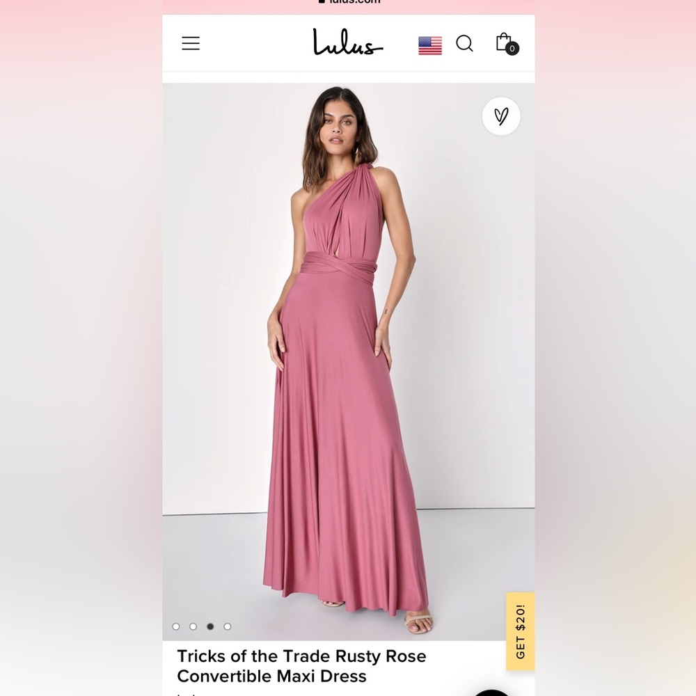 Lulus, Tricks of the Trade Rusty Rose Convertible Maxi Dress, color Rust Rose, S